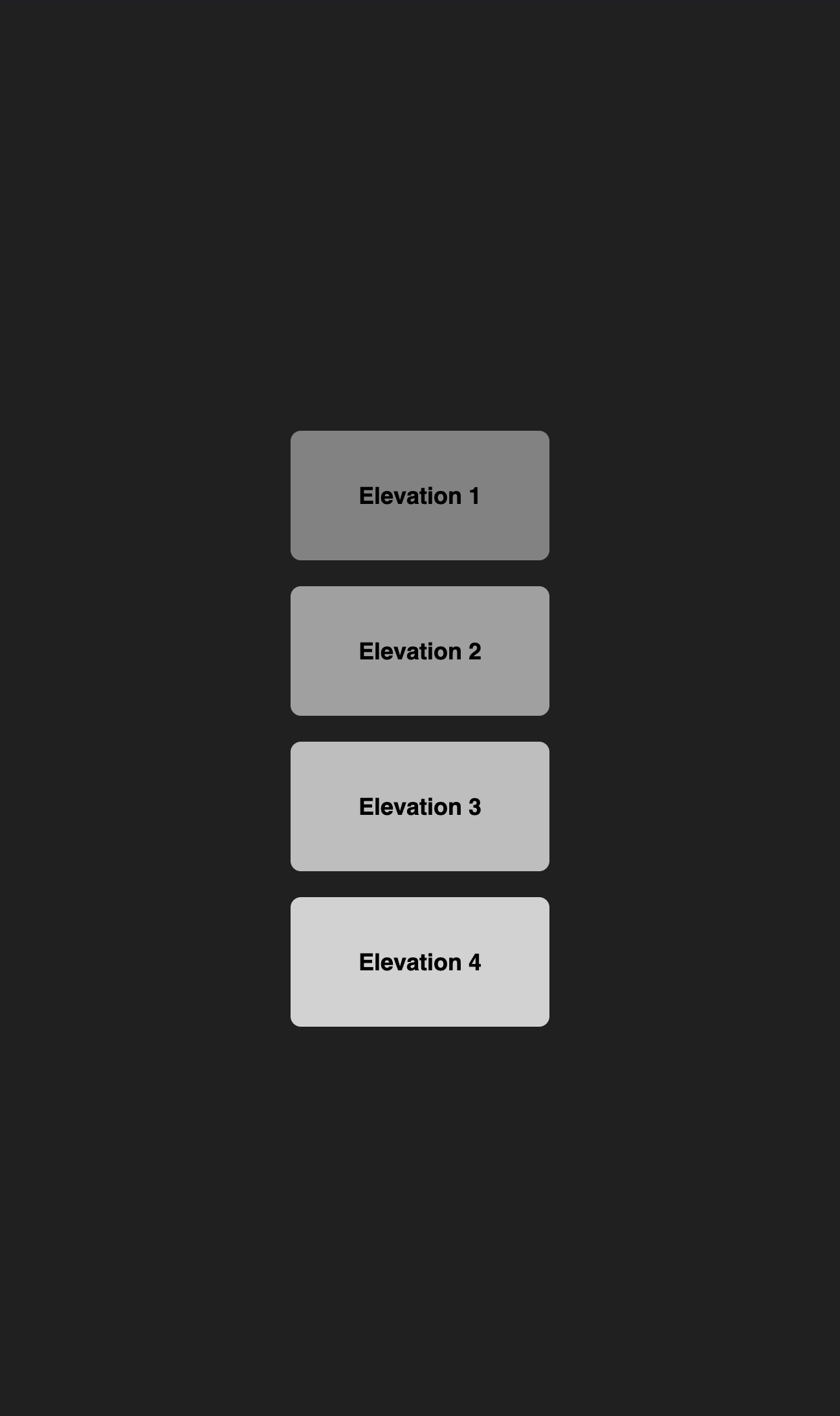 現実に即したダークモードでのElevation